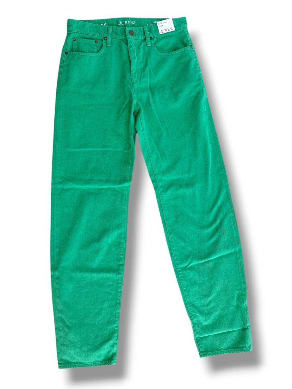 NWT J. Crew Mid-Rise Slouchy Straight Green Jeans Waist 26 - Picture 6 of 14